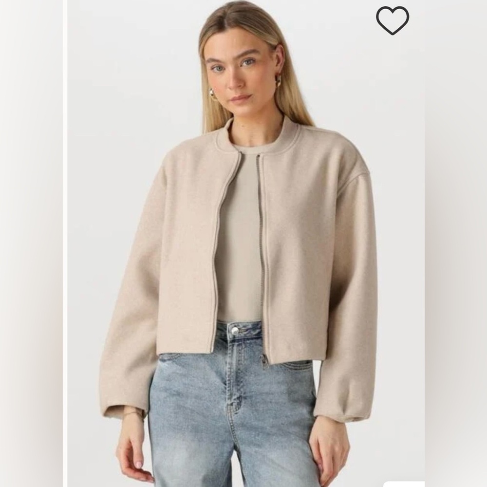 Elegant Beige Women's- Bomber Jacket